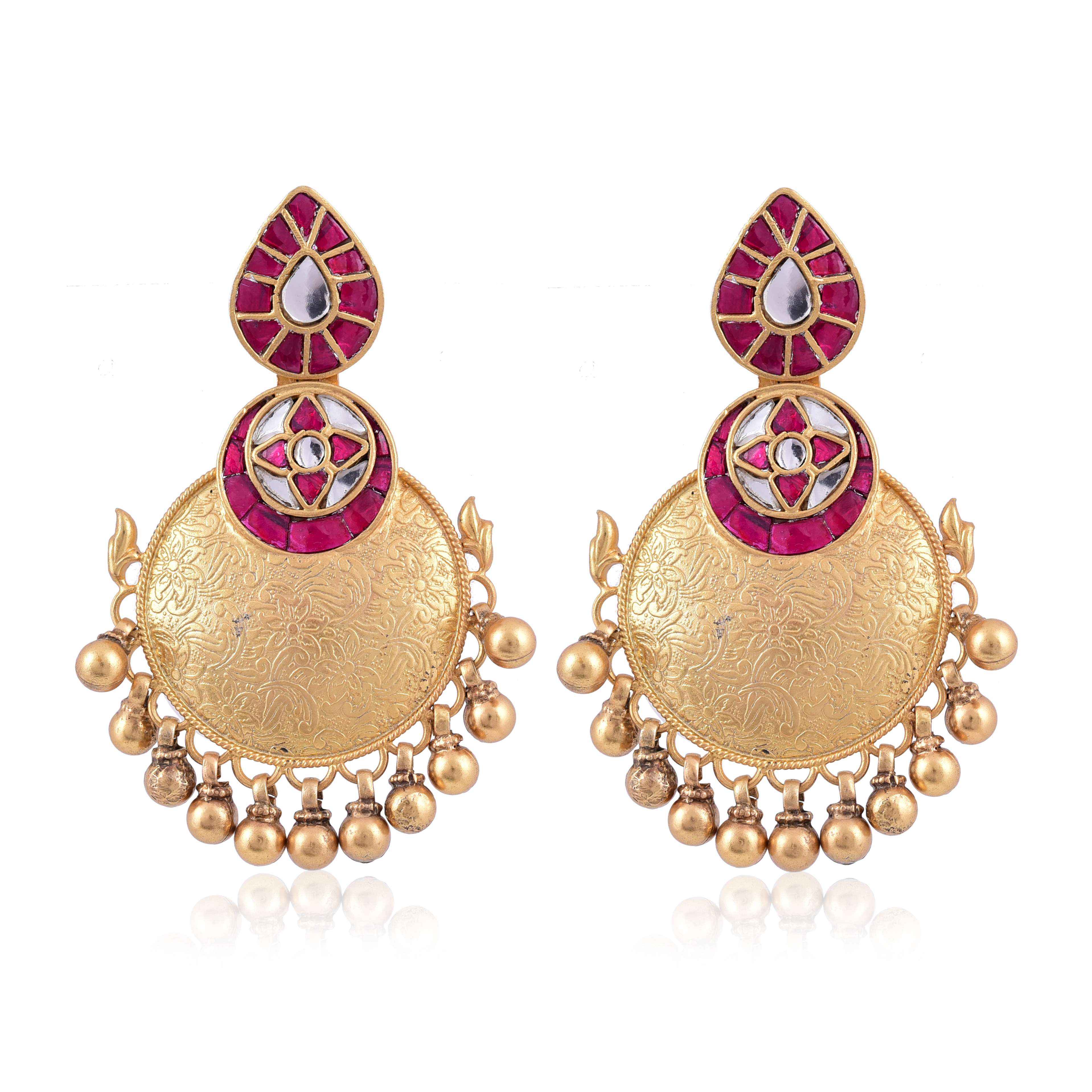 silver-gold-plated-kundan-work-earring-sku-5823